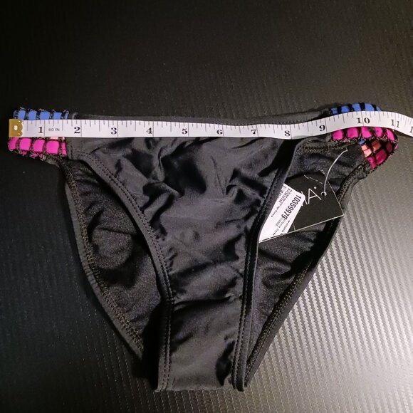 NEW‎ California Waves Hipster Low-Rise Bikini Swim Bottom Black Multi, Size XS - Picture 9 of 10